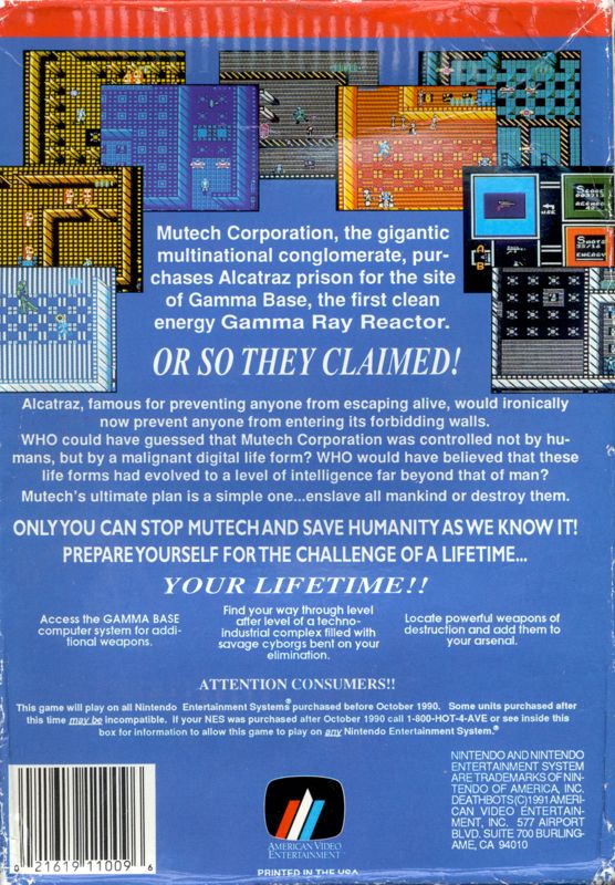 Back Cover for Deathbots (NES)