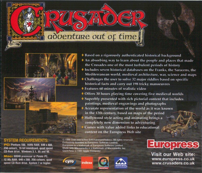 Other for Crusader: Adventure Out of Time (Macintosh and Windows and Windows 3.x) (Re-release): Jewel Case - Back