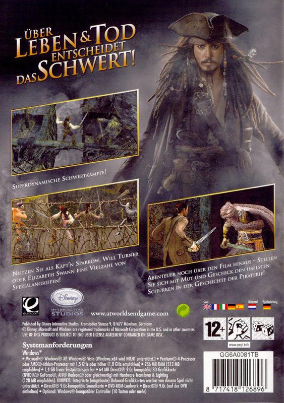 Back Cover for Disney Pirates of the Caribbean: At World's End (Windows)