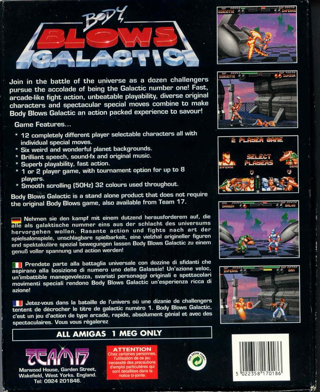 Back Cover for Body Blows Galactic (Amiga)