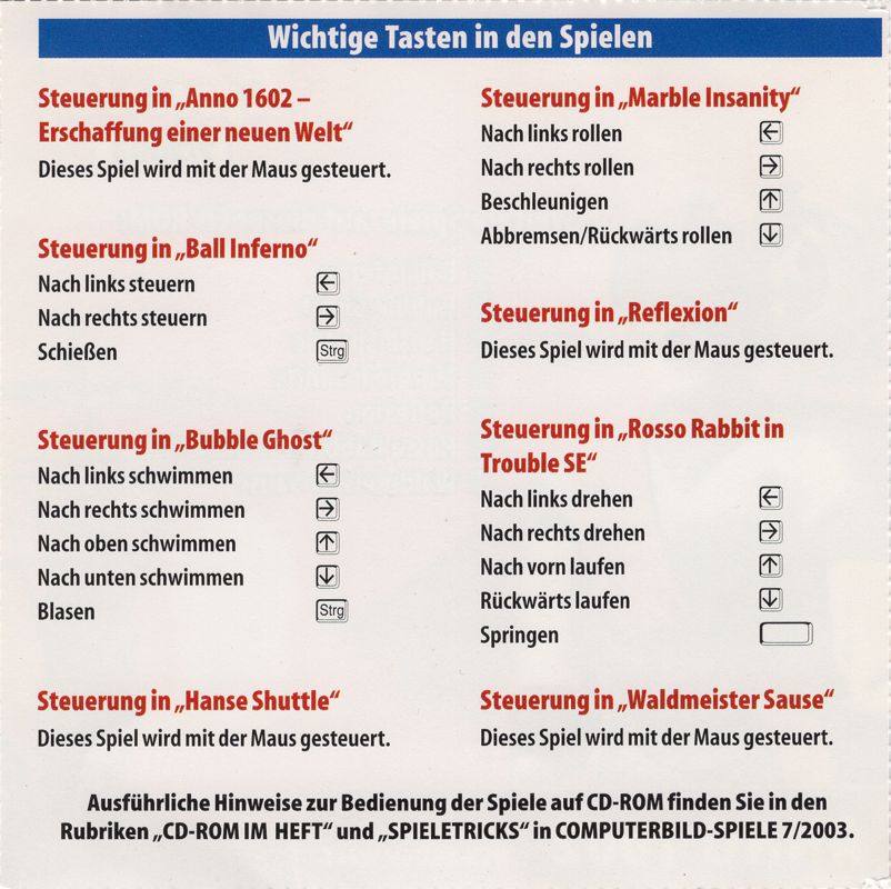 Other for Waldmeister Sause (Windows) (Computer Bild Spiele 07/2003 covermount): Inside cover (for Jewel Case)