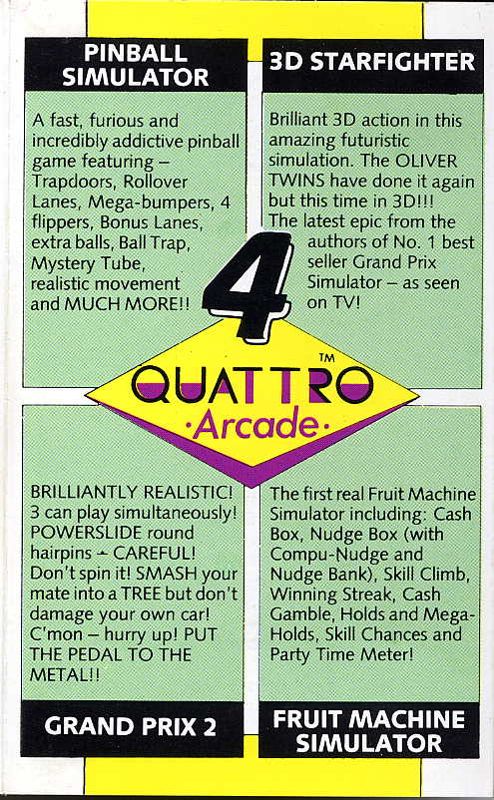 Inside Cover for Quattro Arcade (ZX Spectrum)