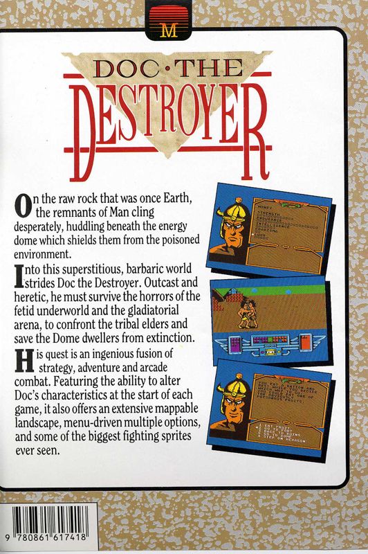 Back Cover for Doc the Destroyer (Commodore 64) (Disk release)
