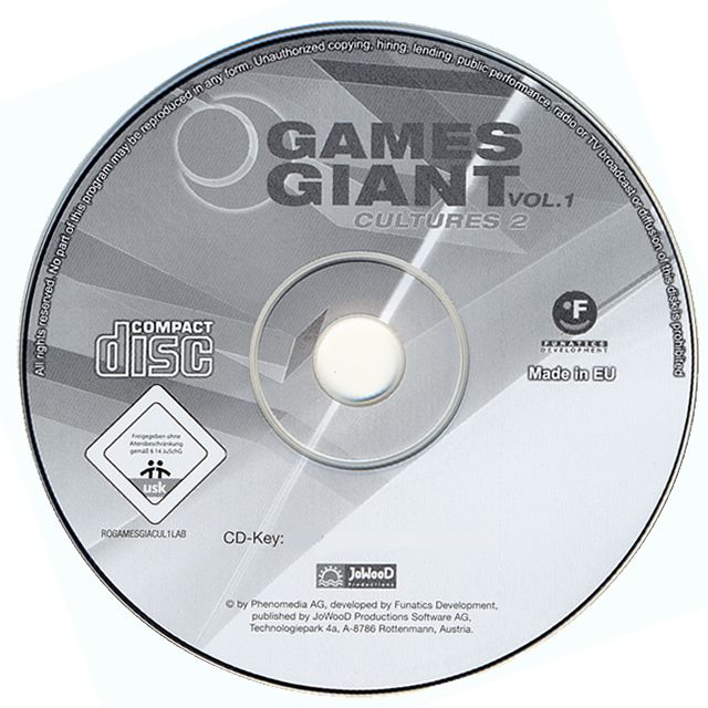 Media for 15 Giant Games Vol.1 (Windows): Cultures 2 disc