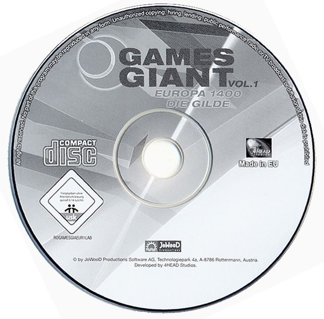 Media for 15 Giant Games Vol.1 (Windows): Europa 1400 disc