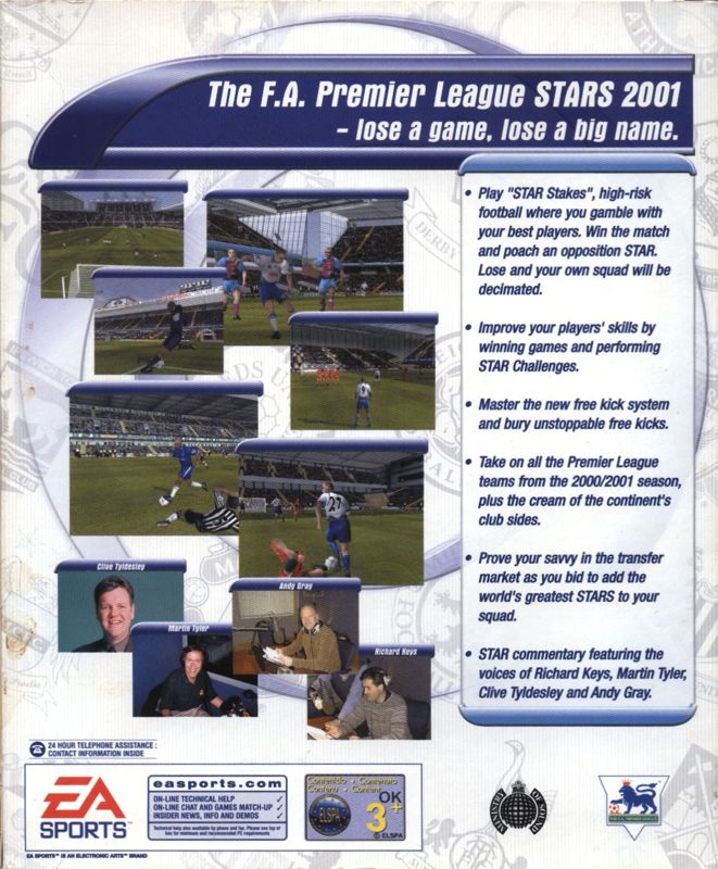 Back Cover for The F.A. Premier League Stars 2001 (Windows)