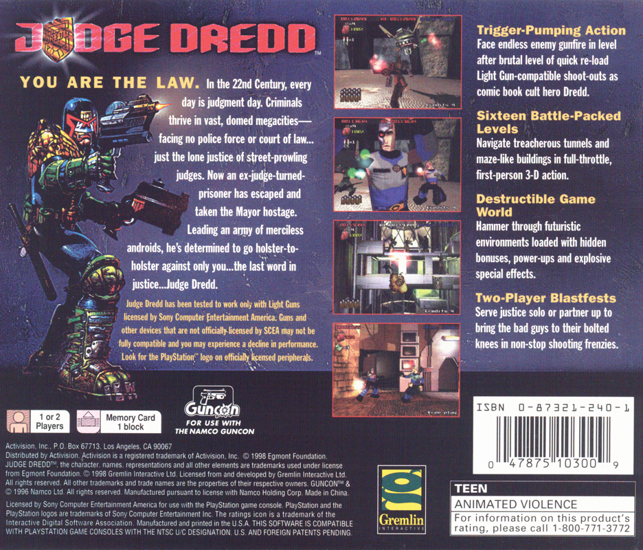 Judge Dredd Cover Or Packaging Material Mobygames