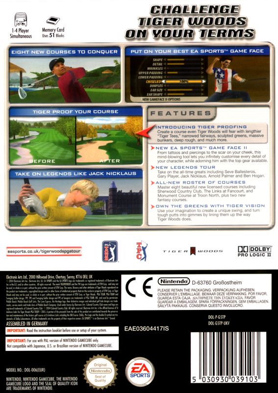 Back Cover for Tiger Woods PGA Tour 2005 (GameCube)