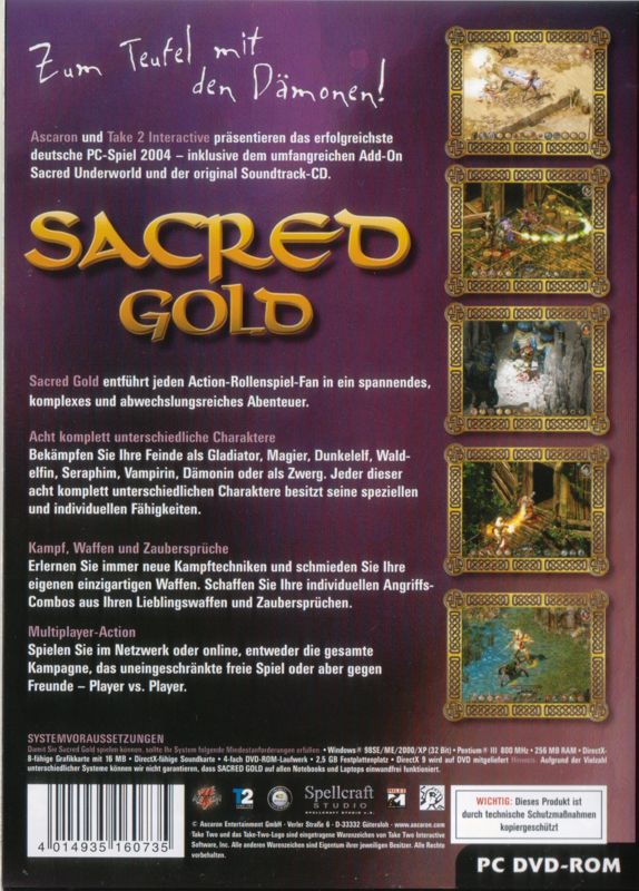 Back Cover for Sacred: Gold (Windows)