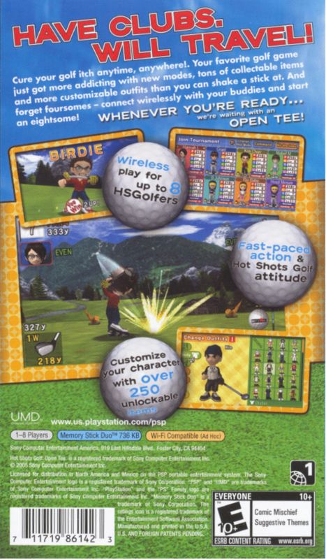 Back Cover for Hot Shots Golf: Open Tee (PSP)