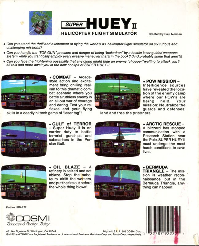 Back Cover for Super Huey II (DOS)