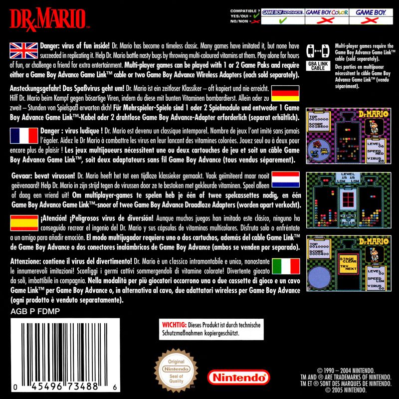 Back Cover for Dr. Mario (Game Boy Advance)