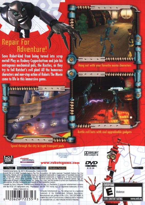 Back Cover for Robots (PlayStation 2)