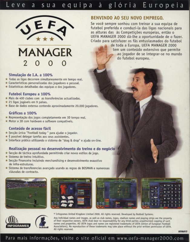 Back Cover for UEFA Manager 2000 (Windows)