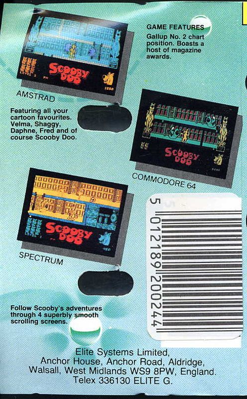 Back Cover for Scooby-Doo (ZX Spectrum) (Encore release)