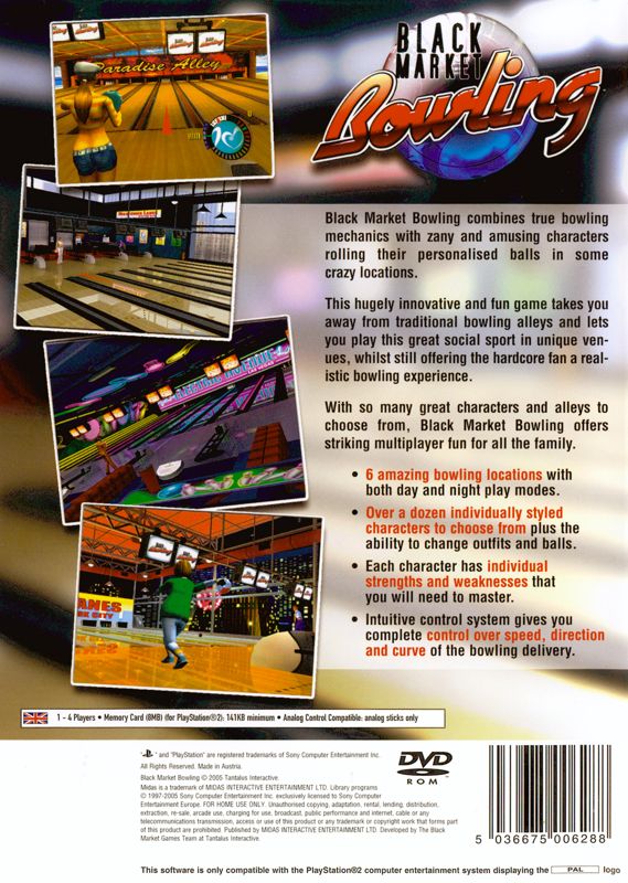 Back Cover for Black Market Bowling (PlayStation 2)