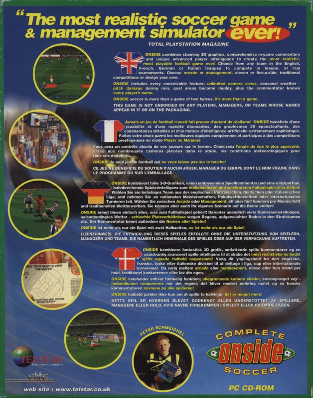 Back Cover for Onside Complete Soccer (DOS)