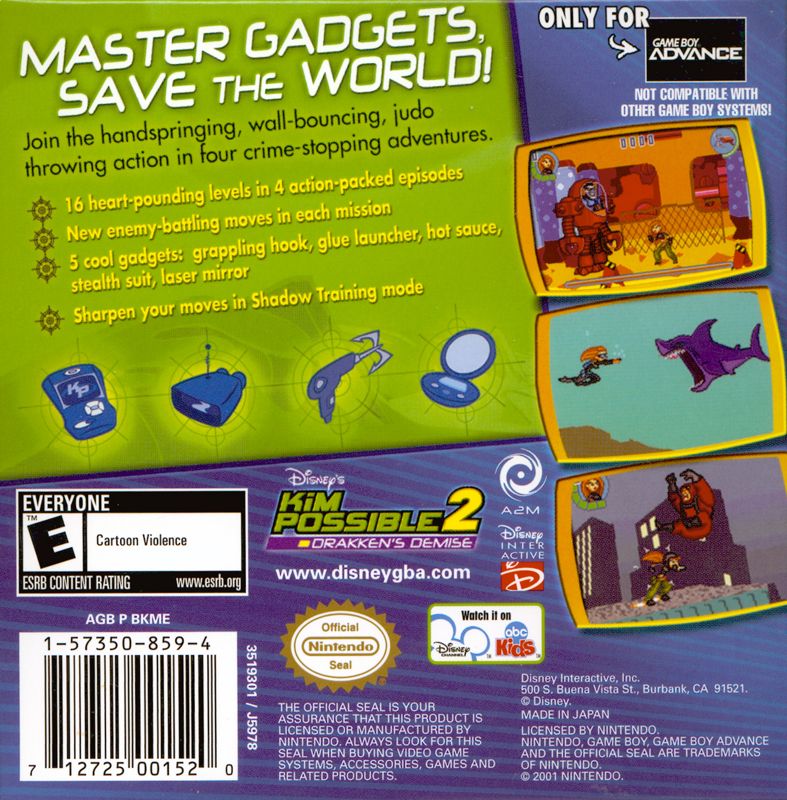 Back Cover for Kim Possible 2: Drakken's Demise (Game Boy Advance)