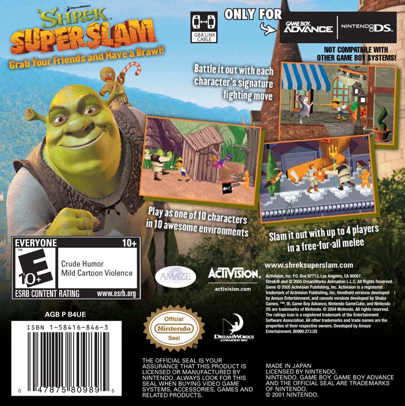 Back Cover for Shrek SuperSlam (Game Boy Advance)