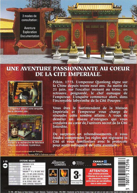 Back Cover for China: The Forbidden City (Windows) (The Adventure Company re-release)
