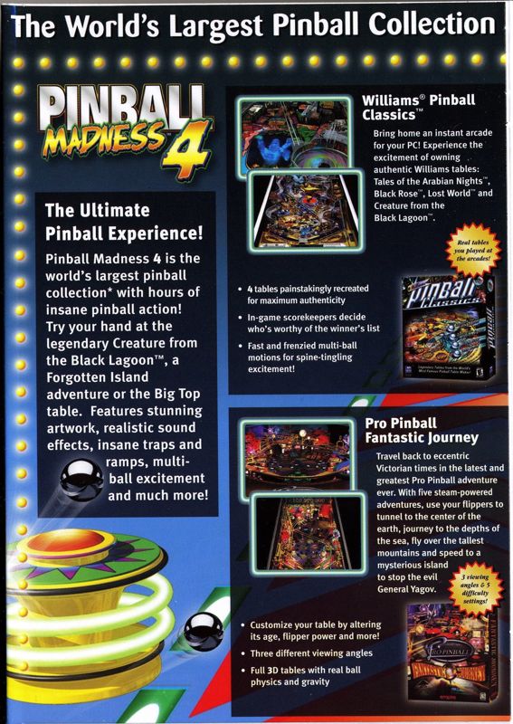 Inside Cover for Pinball Madness 4 (Windows)