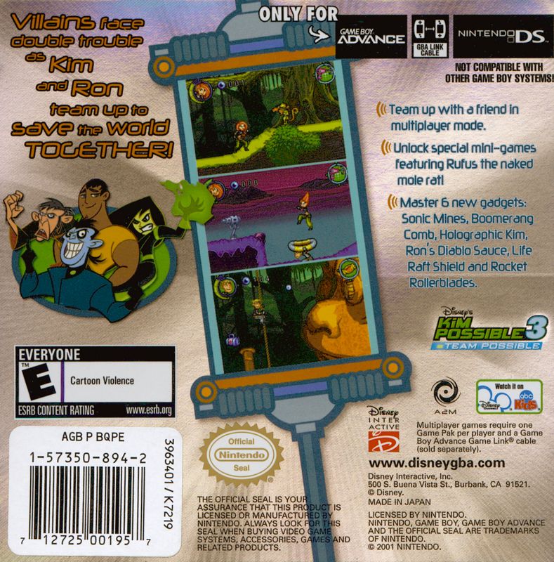 Back Cover for Kim Possible 3: Team Possible (Game Boy Advance)