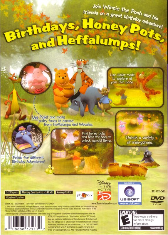 Back Cover for Disney's Winnie the Pooh's Rumbly Tumbly Adventure (PlayStation 2)