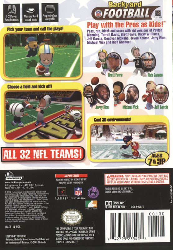 Back Cover for Backyard Football (GameCube)