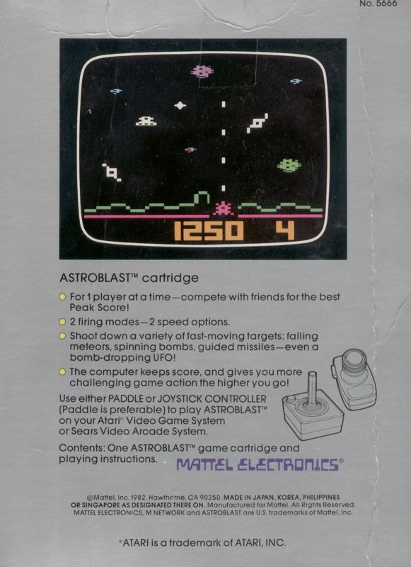 Back Cover for Astrosmash (Atari 2600)