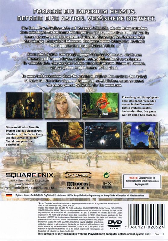 Back Cover for Final Fantasy XII (PlayStation 2)