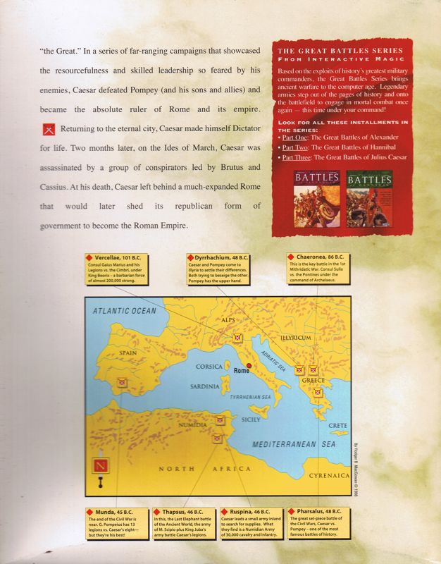 Inside Cover for The Great Battles of Caesar (Windows): Right Flap