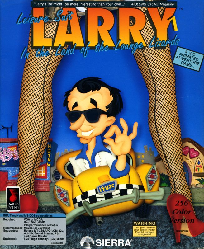 Front Cover for Leisure Suit Larry 1: In the Land of the Lounge Lizards (DOS) (VGA 256 colors - VER#2.1)