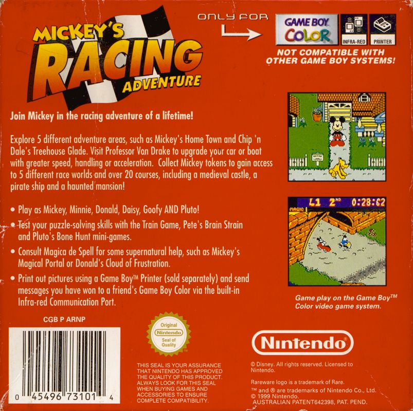 Mickey's Racing Adventure cover or packaging material - MobyGames