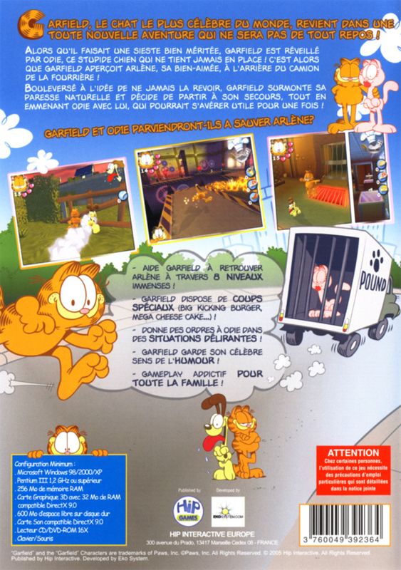 Back Cover for Garfield: Saving Arlene (Windows)