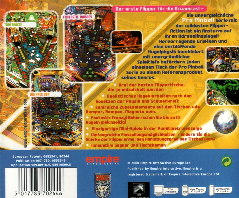 Back Cover for Pro Pinball: Trilogy (Dreamcast)