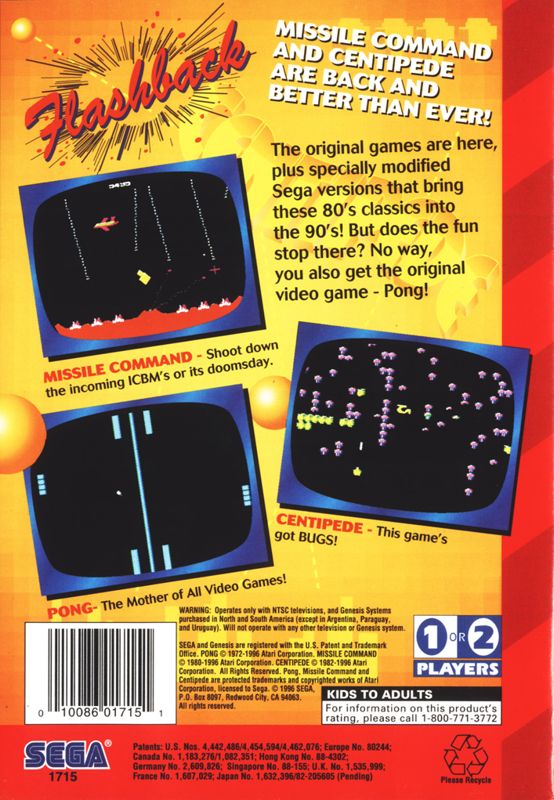 Back Cover for Arcade Classics (Genesis)