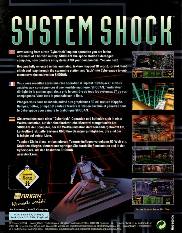 Back Cover for System Shock (DOS) (CD version)