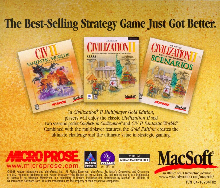 Other for Civilization II: Multiplayer Gold Edition (Macintosh): Jewel Case - Back
