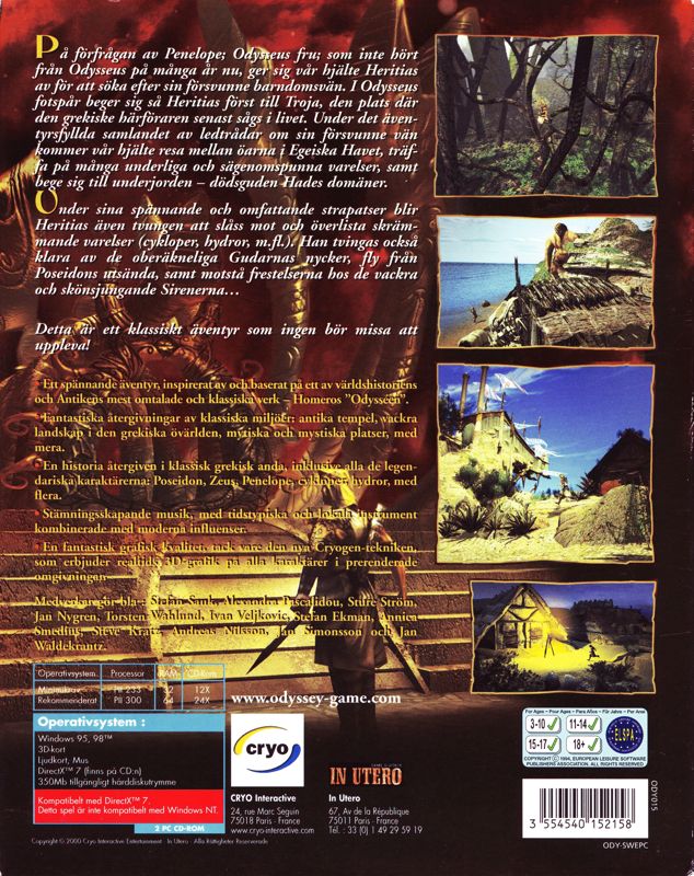 Back Cover for Odyssey: The Search for Ulysses (Windows)