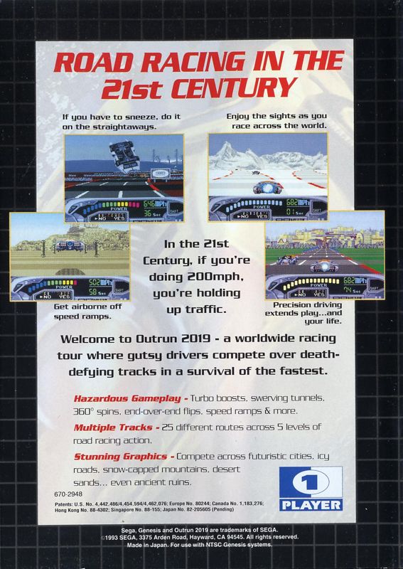 Back Cover for OutRun 2019 (Genesis)