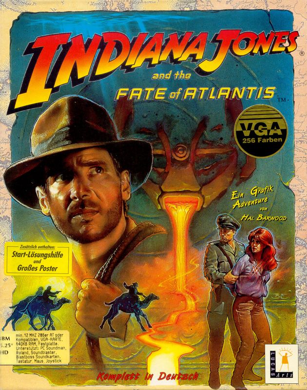 Front Cover for Indiana Jones and the Fate of Atlantis (DOS) (5.25'' floppy release)