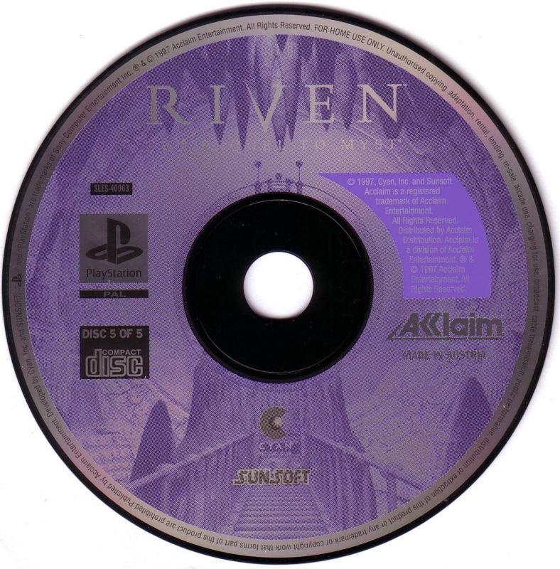 Media for Riven: The Sequel to Myst (PlayStation): Disc 5