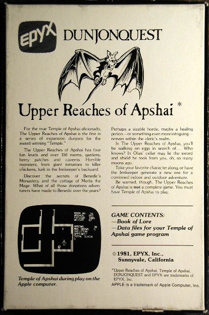 Back Cover for Dunjonquest: Upper Reaches of Apshai (Commodore 64)