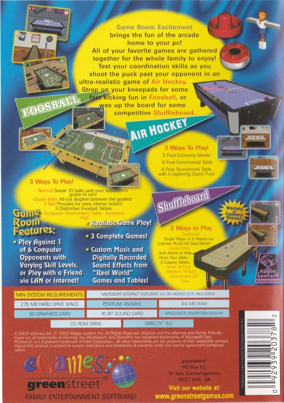 Back Cover for GameRoom Excitement (Windows)