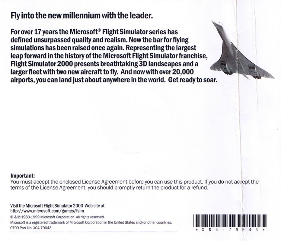 Other for Microsoft Flight Simulator 2000 (Windows): Jewel Case - Back