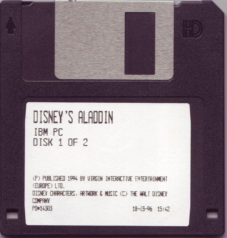 Media for Disney's Aladdin (DOS): Disk 1/2