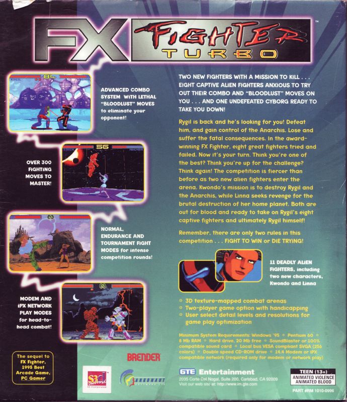Back Cover for FX Fighter Turbo (Windows)
