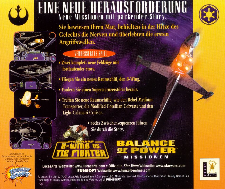 Other for Star Wars: X-Wing Vs. TIE Fighter - Balance of Power Campaigns (Windows): Jewel Case - Back