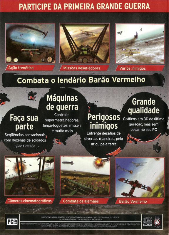 Back Cover for Wings of Honour: Battles of the Red Baron (Windows) (Games Completos Ano II nº 18 covermount)
