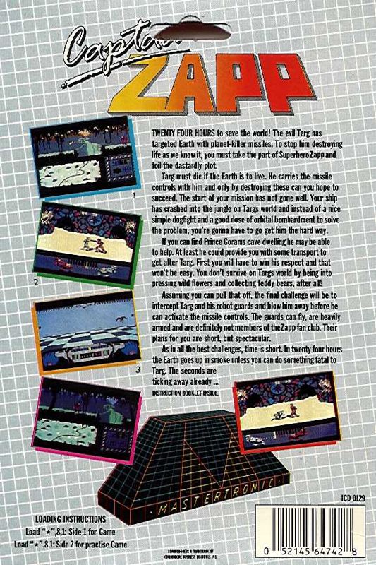 Back Cover for Captain Zapp (Commodore 64)